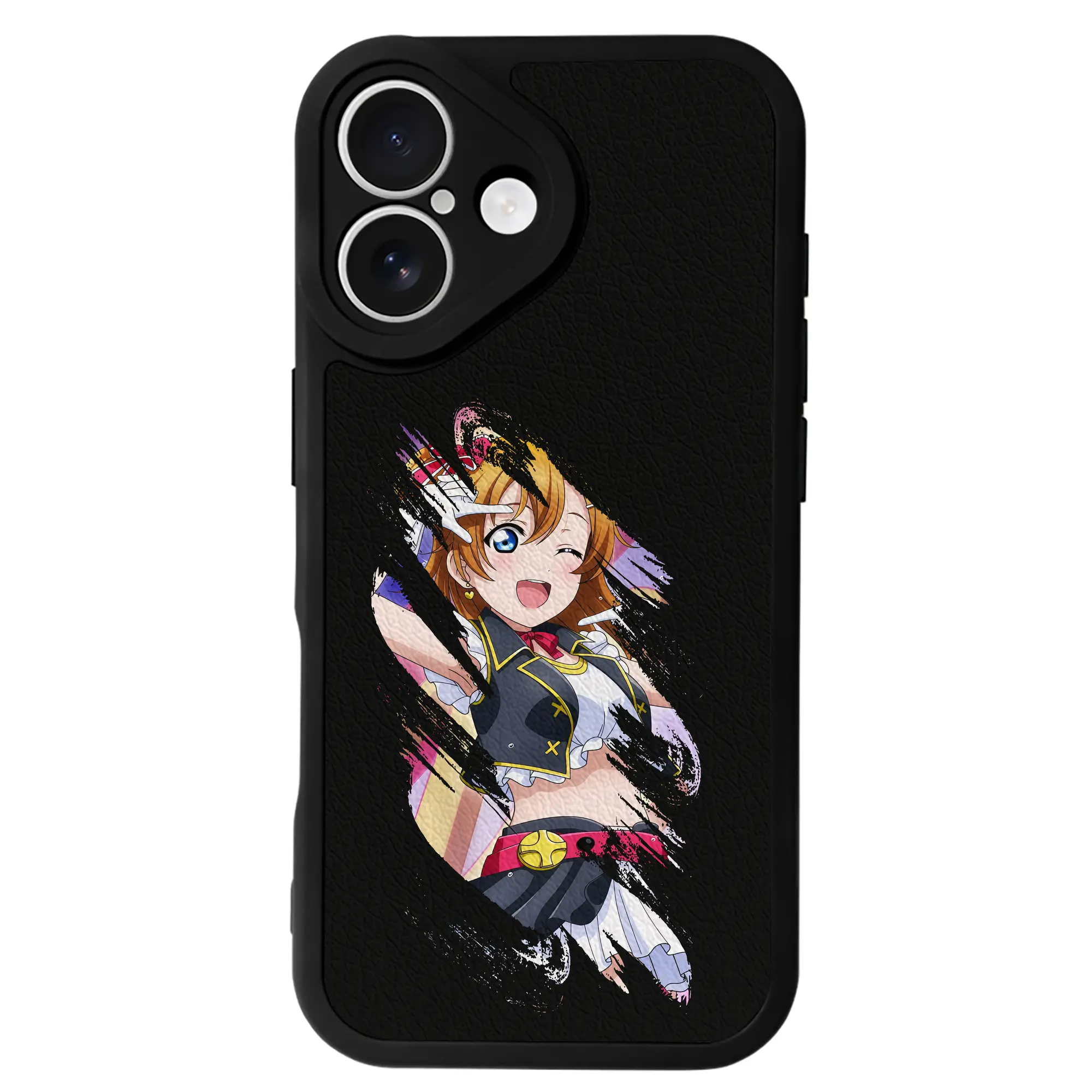 Love Live! グッズ,高坂穂乃果 - IPhone 16シリーズ対応 ・ シリコンスマホケース ・ レザー調 ・ 高精度フィット ・ 耐衝撃 ・ ワイヤレス充電対応 ・ 精密カット